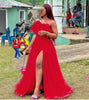 High Slit Statement Gown with Leg Reveal