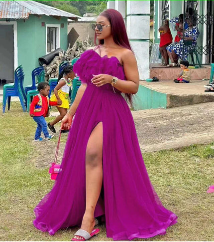 High Slit Statement Gown with Leg Reveal