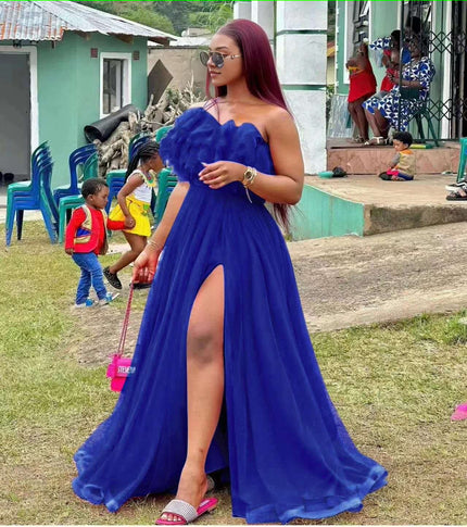 High Slit Statement Gown with Leg Reveal