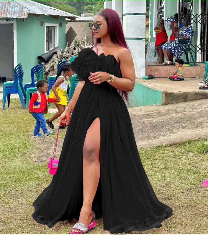 High Slit Statement Gown with Leg Reveal