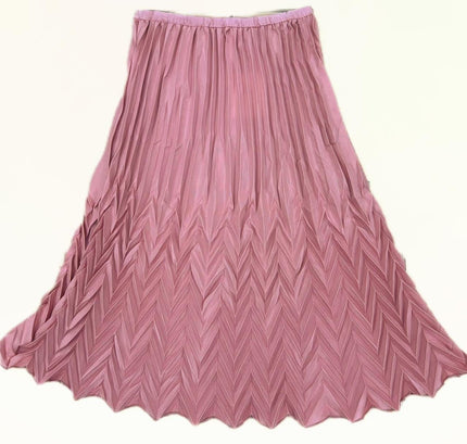 Chevron Pleated Midi Skirt