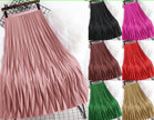 Pleated midi skirt with chevron pattern and elastic waistband