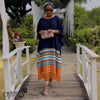 Fringe Midi Dress  Wide Sleeve Stripe Skirt