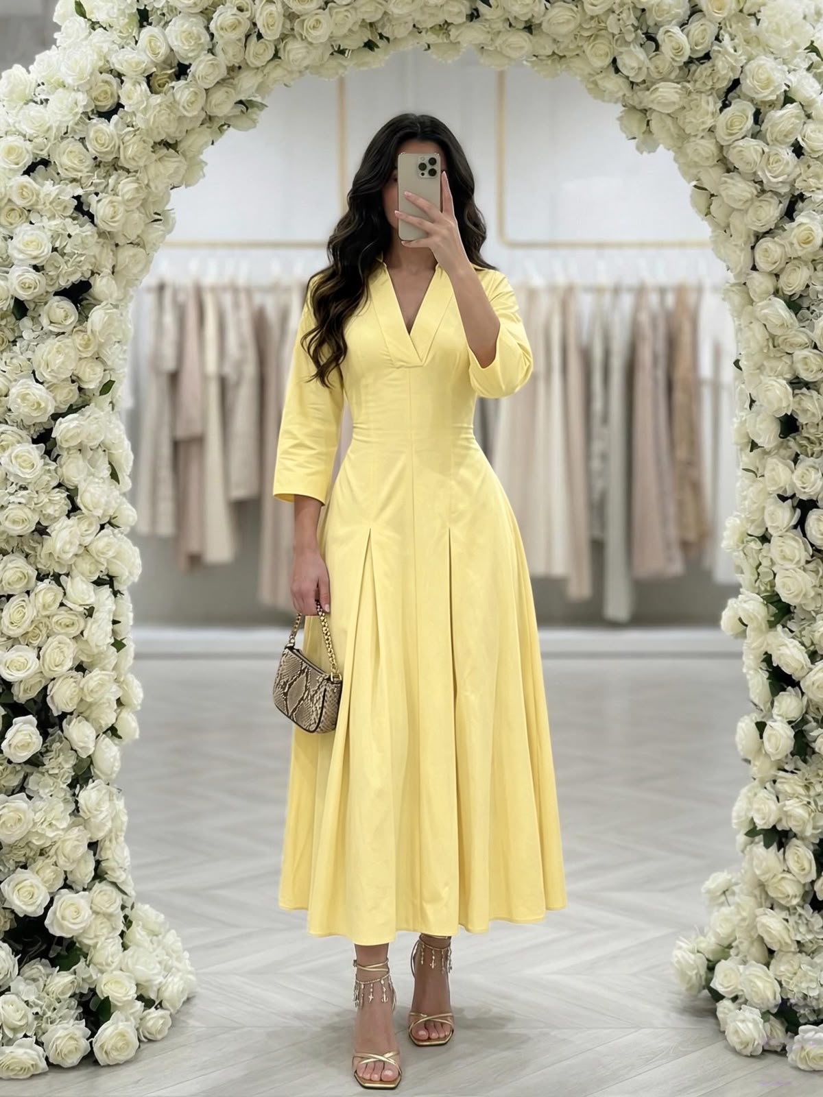 Women's collared pleated flared maxi casual dress - view 1