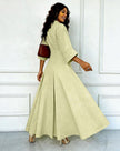 Women's collared pleated flared maxi casual dress - view 4