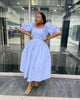 Two-Piece Puff Sleeve Dress with Floral Embellishments