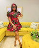 Women's Floral Print Puff Sleeve A-Line Dres