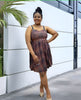 Women's Sleeveless Plaid Dress with Pleated Skirt and Adjustable Straps
