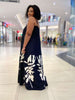 Loose Fit Flared Spaghetti Strap Dress, Tropical Plant Print