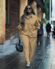 Long Sleeve Button-Up Shirt with High-Waisted Pants