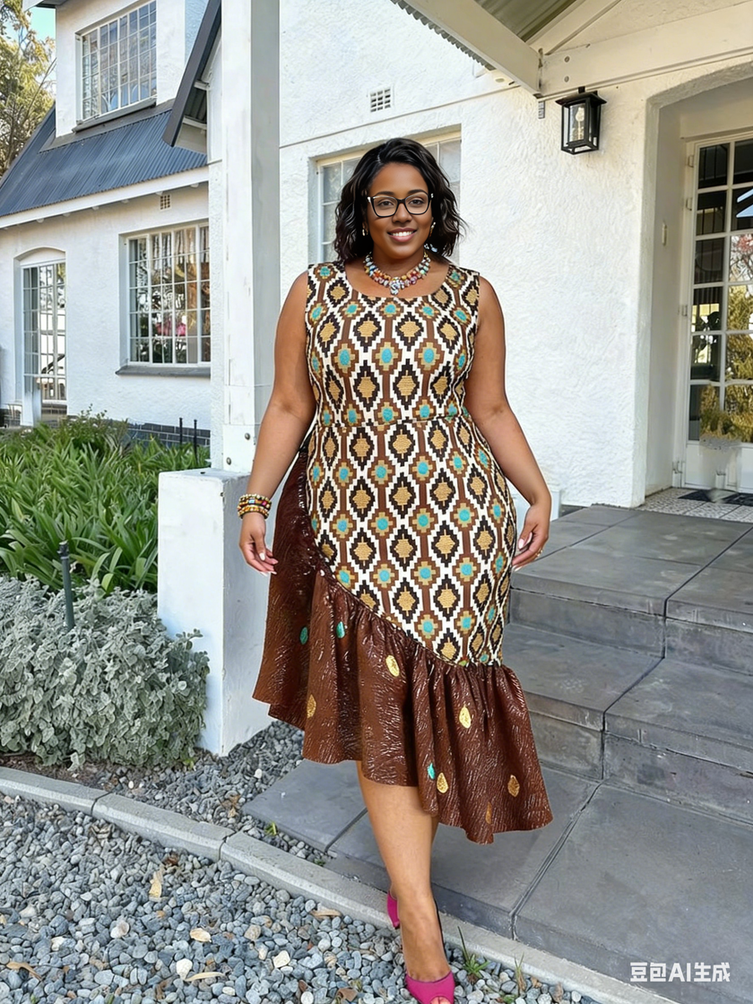 Ethnic Geometric Flare Dress