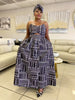 Chinese Retro Style Sleeveless Cutout Dress, Geometric Pattern Design, Loose Long Skirt