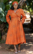 Traditional Geometric Pattern Wrap Dress
