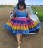 Sleeveless Chevron Pattern A-Line Dress