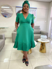 V-Neck Ruffle Hem Wrap Dress with Short Sleeves