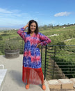 Boho Fringe Hem Tie-Dye Maxi Dress