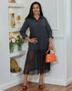 Mid-Length Button-Down Dress with Lace Hem