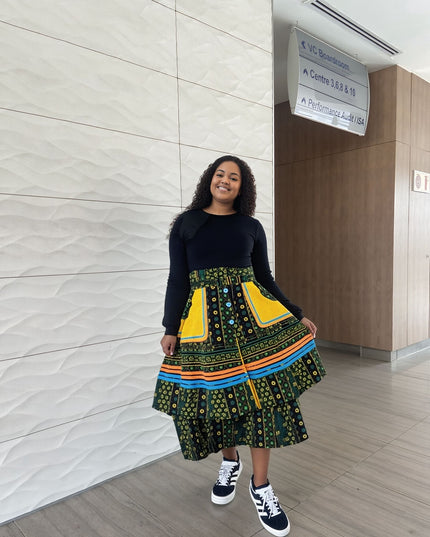 High-Waisted A-Line Printed Skirt