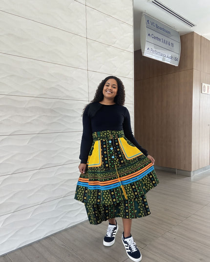 Printed Skirt High Waist A-Line Chic Casual