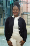Knitted Button-Front Fitted Top with Cropped Silhouette