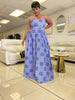 Women's Strapless Floor-Length Dress featuring circular patterns