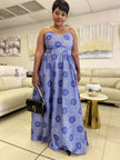 Women's Strapless Floor-Length Dress featuring circular patterns