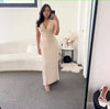 V-Neck Ribbed Knit Maxi Dress with Short Sleeves