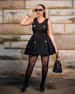 Sleeveless Fitted Dress with Gold Button Accents