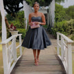 Strapless Flared Cocktail Dress with Waist Detail