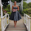 Strapless Flared Cocktail Dress with Waist Detail