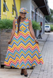 Ethnic Style Dress, Geometric Pattern Design, V-Neck Sleeveless Long Dress