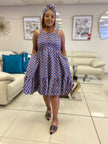 Geometric Pattern Flared Skirt Traditional Dress