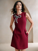 Elegant Sleeveless Dress with Bow Decoration