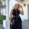 Elegant Women's Knitted Dress - Decorative Buttons