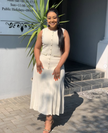 Elegant Women's Knitted Dress - Decorative Buttons