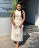Elegant Women's Knitted Dress - Decorative Buttons