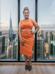 Elegant Women's Knitted Dress - Decorative Buttons