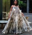 Women's Sleeveless Maxi Dress with Tropical Leaf Print