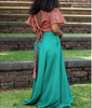 Geometric Patterned Crop Top with Flared Maxi Skirt