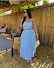 Sleeveless Crop Top & Pleated Maxi Skirt Twin Set - Solid Pattern Design
