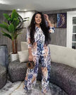Floral Print Long-Sleeve Top and Trousers Set