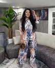 Floral printed twin set with matching top and long trousers