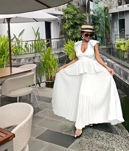 Ruffled Tiered Maxi Dress with Puff Sleeves