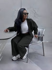 - Minimalist Two-Piece Tracksuit  Zip-Up Jacket + Tapered Pants