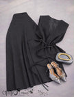 Vest Skirt Set V Neck Sleeveless Tie Waist Vest High Waist A Line Midi Skirt Solid For Work Business Gathering