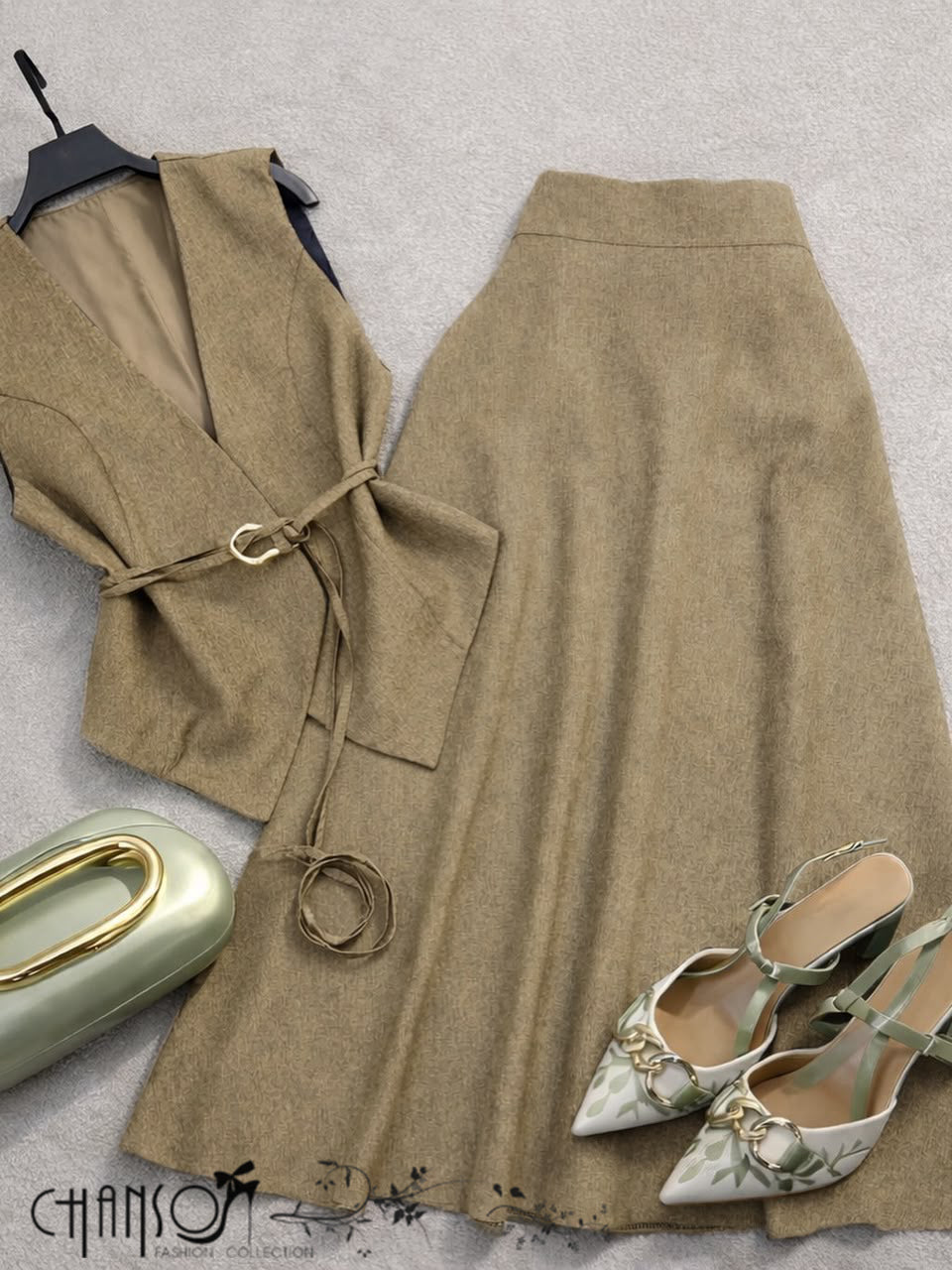 Vest Skirt Set V Neck Sleeveless Tie Waist Vest High Waist A Line Midi Skirt Solid For Work Business Gathering