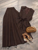 Vest Skirt Set V Neck Sleeveless Tie Waist Vest High Waist A Line Midi Skirt Solid For Work Business Gathering
