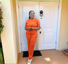 Casual Two-Piece Set with Red Trim｜Short Sleeve Top × Wide-Leg Pants × Chest Embroidery