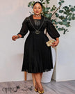 Black embellished pleated midi evening dress for women - view 2
