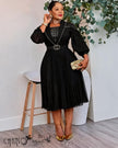 Black embellished pleated midi evening dress for women - view 1